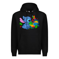 Black autism stitch heart Premium Hoodie - Zillion Design Studio