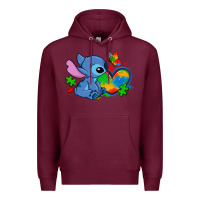 Burgundy autism stitch heart Premium Hoodie - Zillion Design Studio