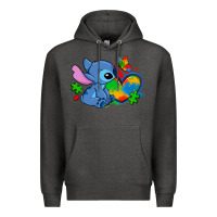 Charcoal Heather autism stitch heart Premium Hoodie - Zillion Design Studio