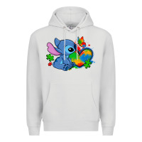 Dove Grey autism stitch heart Premium Hoodie - Zillion Design Studio
