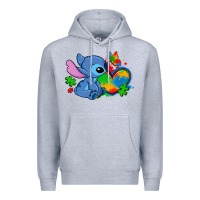 Heather Grey autism stitch heart Premium Hoodie - Zillion Design Studio