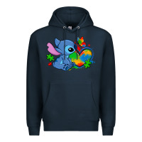 Navy autism stitch heart Premium Hoodie - Zillion Design Studio
