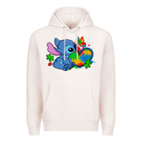 Pale Pink autism stitch heart Premium Hoodie - Zillion Design Studio