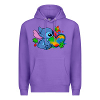 Purple autism stitch heart Premium Hoodie - Zillion Design Studio