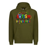 Army Green autism stitch seeing the world differently Premium Hoodie - Zillion Design Studio