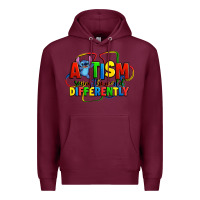 Burgundy autism stitch seeing the world differently Premium Hoodie - Zillion Design Studio