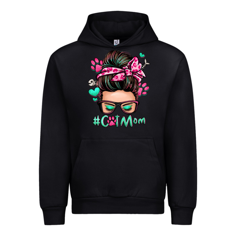 Cat Mom Messy Bun Urban Hoodie by Zillion Design Studio | Teevron