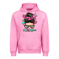 Fuchsia Pink cat mom messy bun Urban Hoodie - Zillion Design Studio