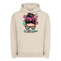 Pigment French Oak cat mom messy bun Urban Hoodie - Zillion Design Studio