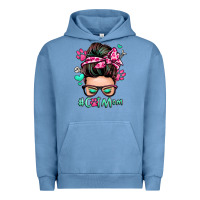 Pigment Pebble Blue cat mom messy bun Urban Hoodie - Zillion Design Studio