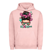 Pigment Salmon cat mom messy bun Urban Hoodie - Zillion Design Studio