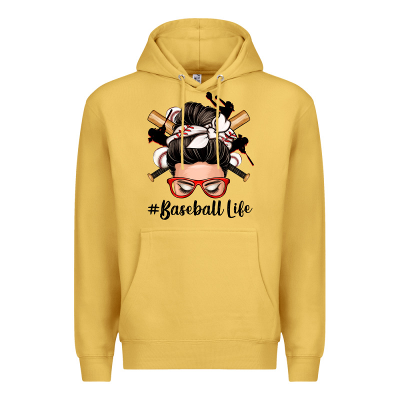 Baseball Life Messy Bun Premium Hoodie by Zillion Design Studio | Teevron