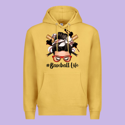 Baseball Life Messy Bun Premium Hoodie Designed By Zillion Design Studio