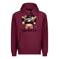 Burgundy baseball life messy bun Premium Hoodie - Zillion Design Studio