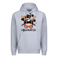 Heather Grey baseball life messy bun Premium Hoodie - Zillion Design Studio