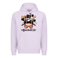 Lilac baseball life messy bun Premium Hoodie - Zillion Design Studio