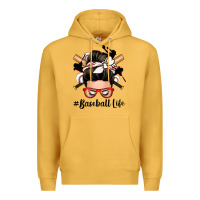 Mustard baseball life messy bun Premium Hoodie - Zillion Design Studio