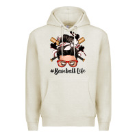 Oatmeal Heather baseball life messy bun Premium Hoodie - Zillion Design Studio