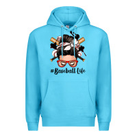 Ocean Blue baseball life messy bun Premium Hoodie - Zillion Design Studio