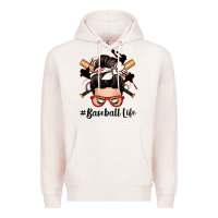 Pale Pink baseball life messy bun Premium Hoodie - Zillion Design Studio