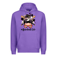 Purple baseball life messy bun Premium Hoodie - Zillion Design Studio