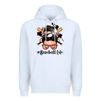 White baseball life messy bun Premium Hoodie - Zillion Design Studio