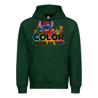 Forest Green color outside the lines autism stitch Urban Hoodie - Zillion Design Studio