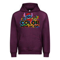 Mauve Wine color outside the lines autism stitch Urban Hoodie - Zillion Design Studio