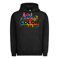 Pigment Black color outside the lines autism stitch Urban Hoodie - Zillion Design Studio