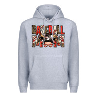 Heather Grey baseball mom messy bun Premium Hoodie - Zillion Design Studio