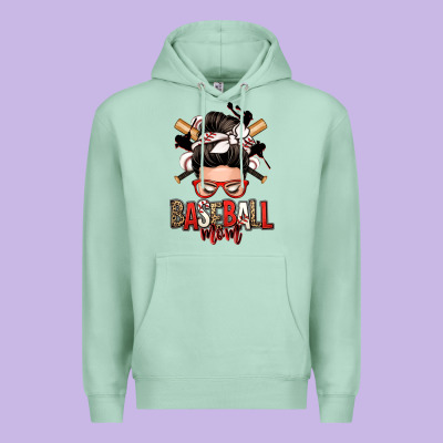 Baseball Mom Messy Bun Premium Hoodie Designed By Zillion Design Studio