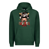 Sports Green baseball mom messy bun Premium Hoodie - Zillion Design Studio