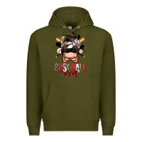Army Green baseball mom messy bun Premium Hoodie - Zillion Design Studio