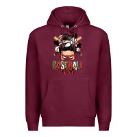 Burgundy baseball mom messy bun Premium Hoodie - Zillion Design Studio