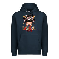 Navy baseball mom messy bun Premium Hoodie - Zillion Design Studio