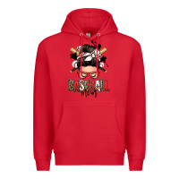 Red baseball mom messy bun Premium Hoodie - Zillion Design Studio