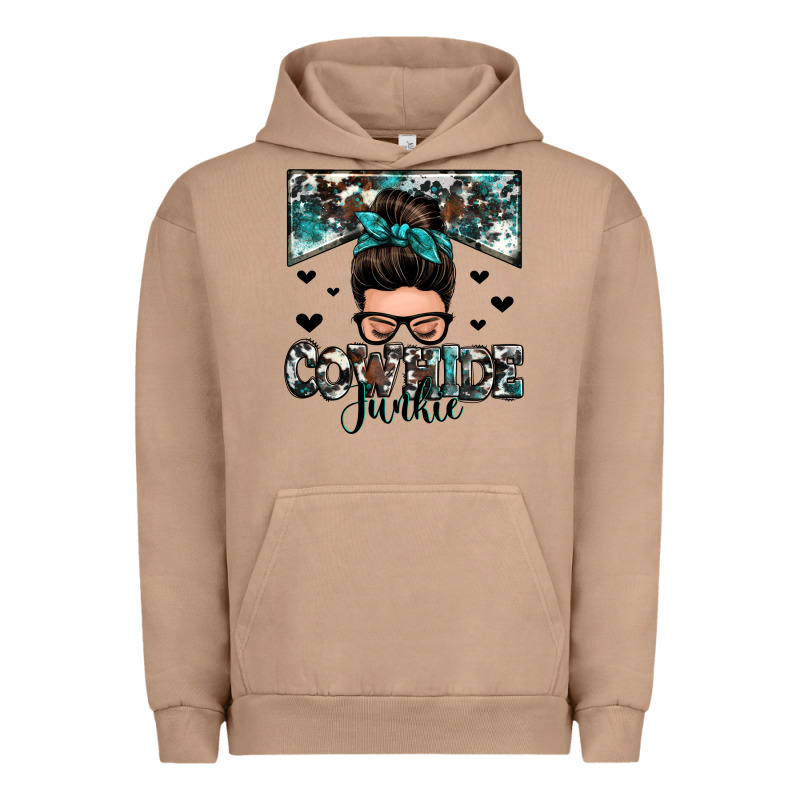 Cowhide Junkie Messy Bun Urban Hoodie by Zillion Design Studio | Teevron