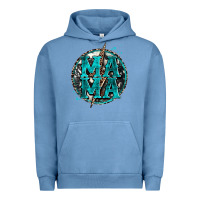 Pigment Pebble Blue cowhide mama lighting bolt Urban Hoodie - Zillion Design Studio