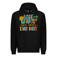 Black boat waves sun rays lake days Premium Hoodie - Zillion Design Studio
