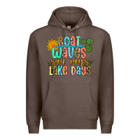 Coffee boat waves sun rays lake days Premium Hoodie - Zillion Design Studio