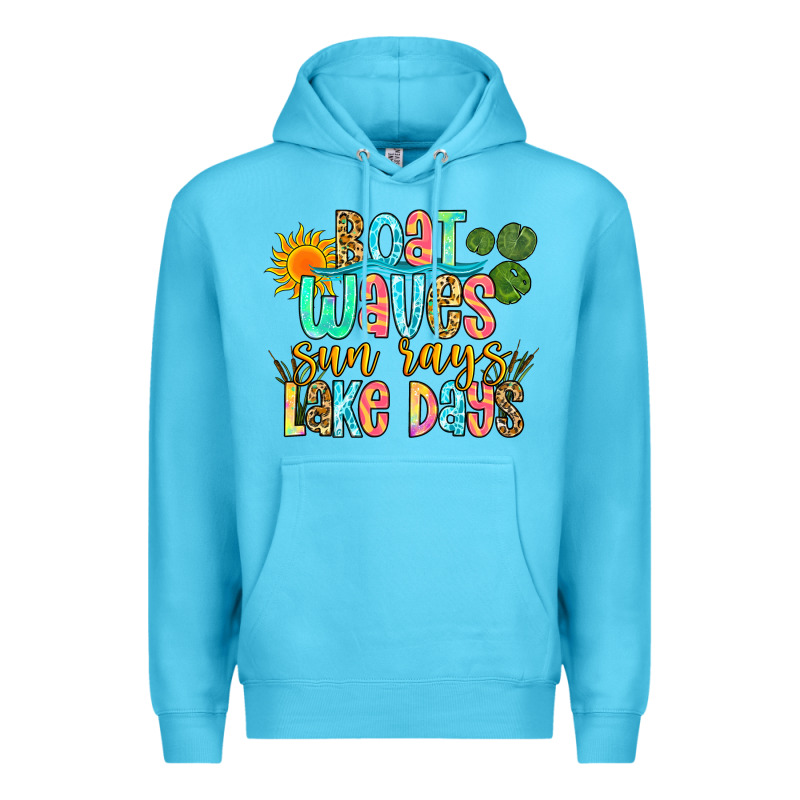 Boat Waves Sun Rays Lake Days Premium Hoodie by Zillion Design Studio | Teevron