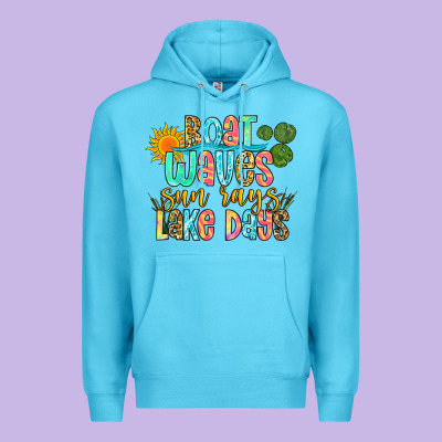 Boat Waves Sun Rays Lake Days Premium Hoodie Designed By Zillion Design Studio