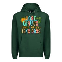 Sports Green boat waves sun rays lake days Premium Hoodie - Zillion Design Studio