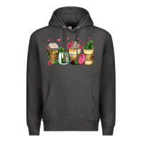 Charcoal Heather cactus coffee cups Premium Hoodie - Zillion Design Studio