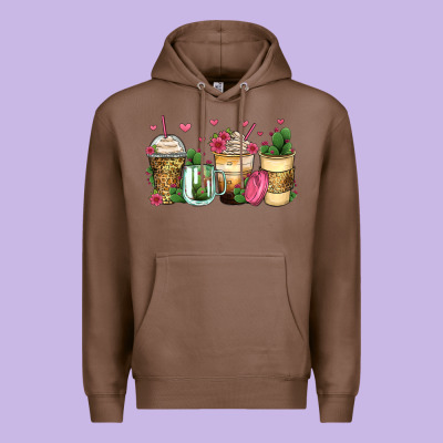 Cactus Coffee Cups Premium Hoodie Designed By Zillion Design Studio