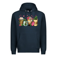 Navy cactus coffee cups Premium Hoodie - Zillion Design Studio