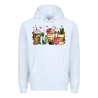 White cactus coffee cups Premium Hoodie - Zillion Design Studio