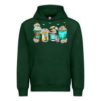 Forest Green daisy coffee cups Urban Hoodie - Zillion Design Studio
