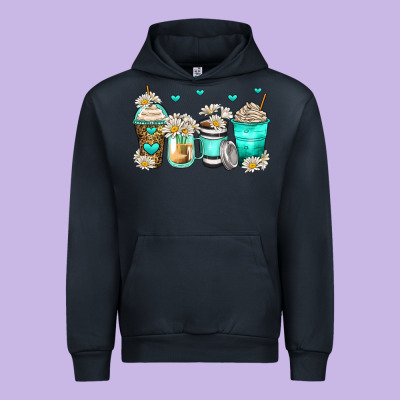 Daisy Coffee Cups Urban Hoodie Designed By Zillion Design Studio