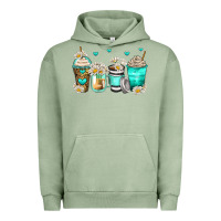 Pigment Oil Green daisy coffee cups Urban Hoodie - Zillion Design Studio